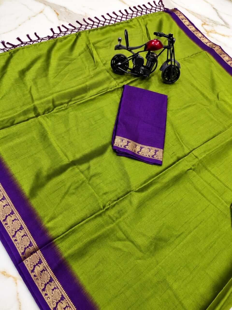 Fancy Border Peacock Design Saree