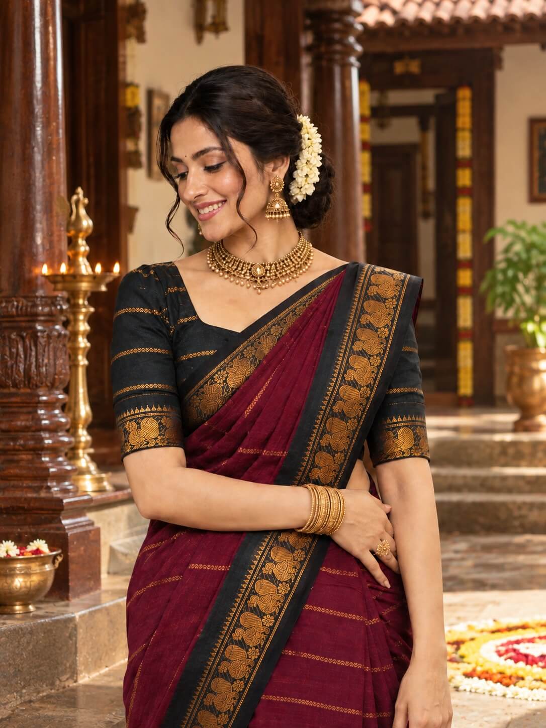 Sungudi Cotton Velthari Stripes Saree