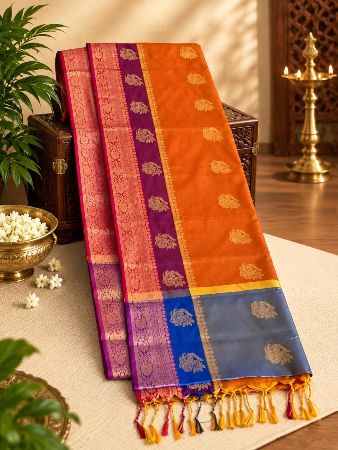 Traditional chit pallu Sarees