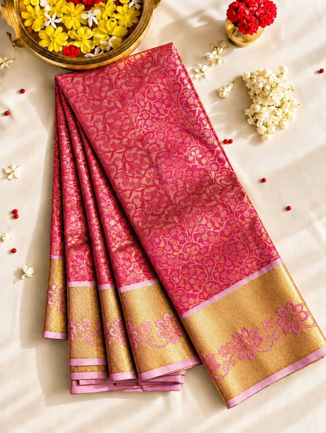 Trisha Inspired Floral Soft Silk Party Wear Saree